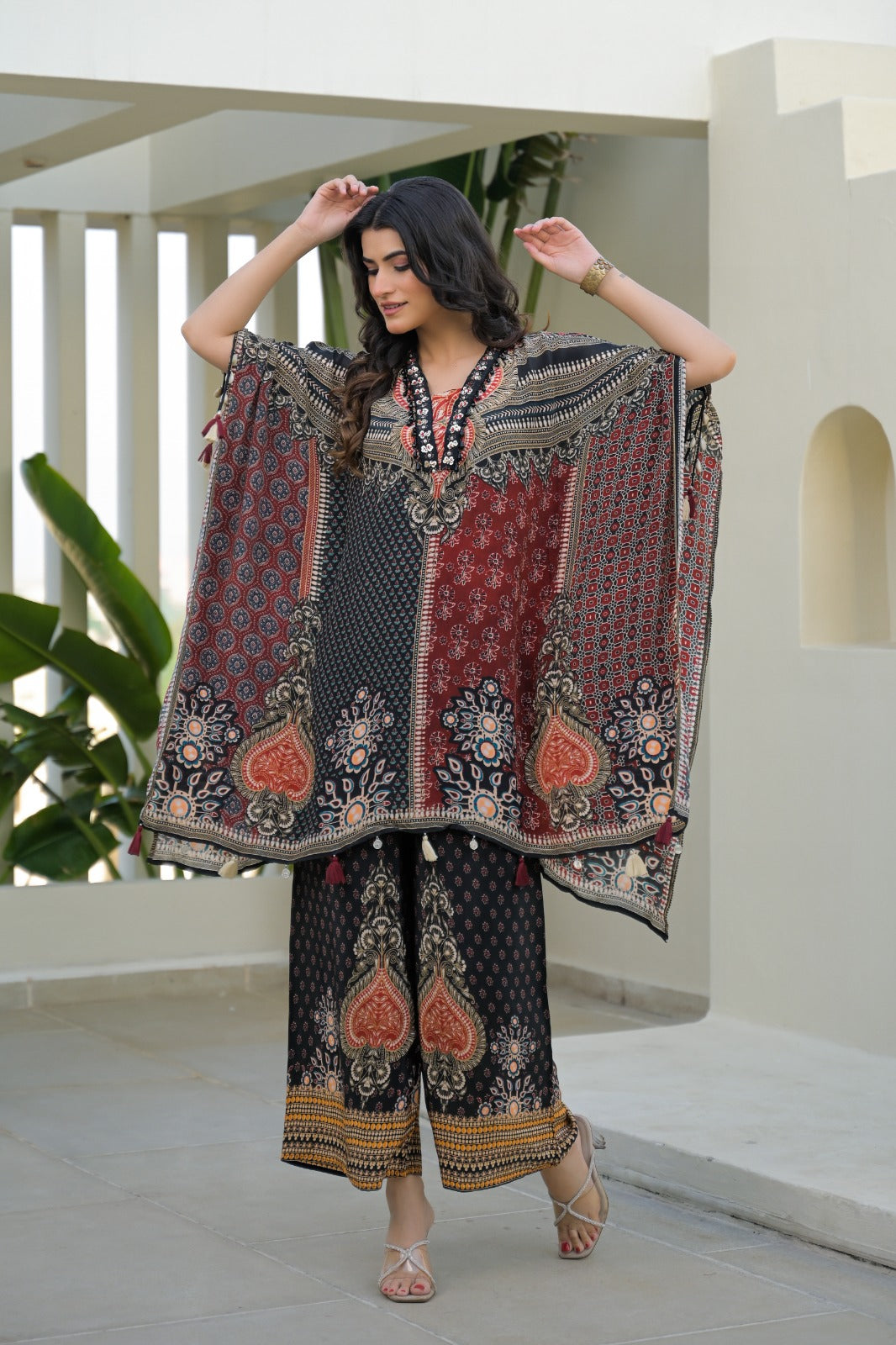 Pure Crape stylish kaftan stylish cordset (C799)