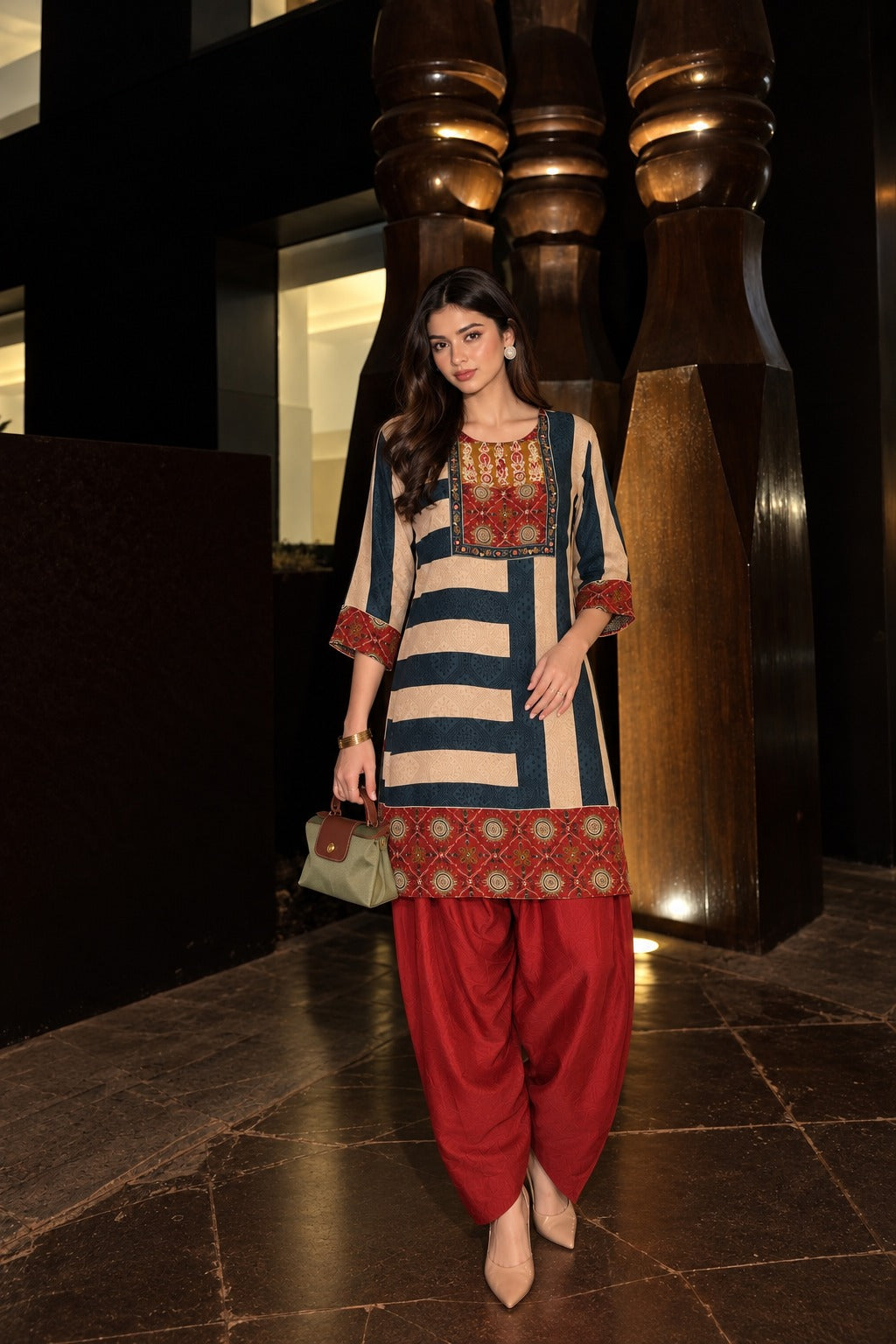 Pure crape digital print with farshi salwar smart two piece cordset (S420)