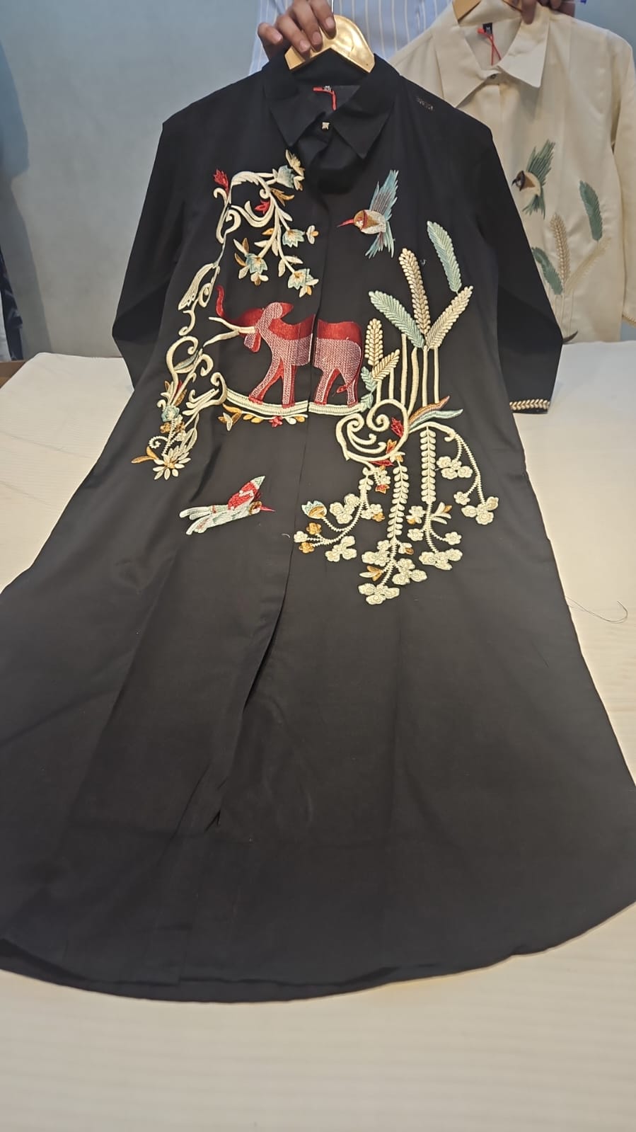 Black Fully embroidered pure cotton only kurta (P1971)