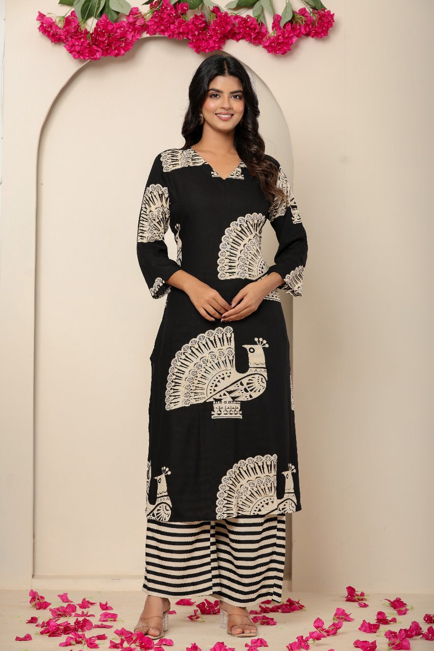 Black heavy cotton rayon two piece cordset (P1963)