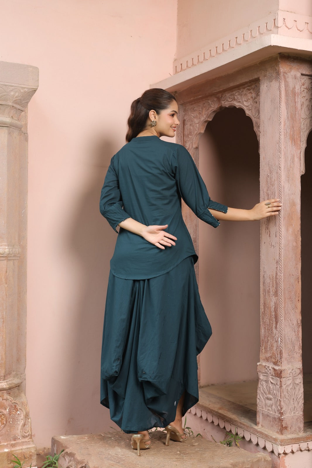 Handloom smart cowl skirt two piece cordset sizes (C542)