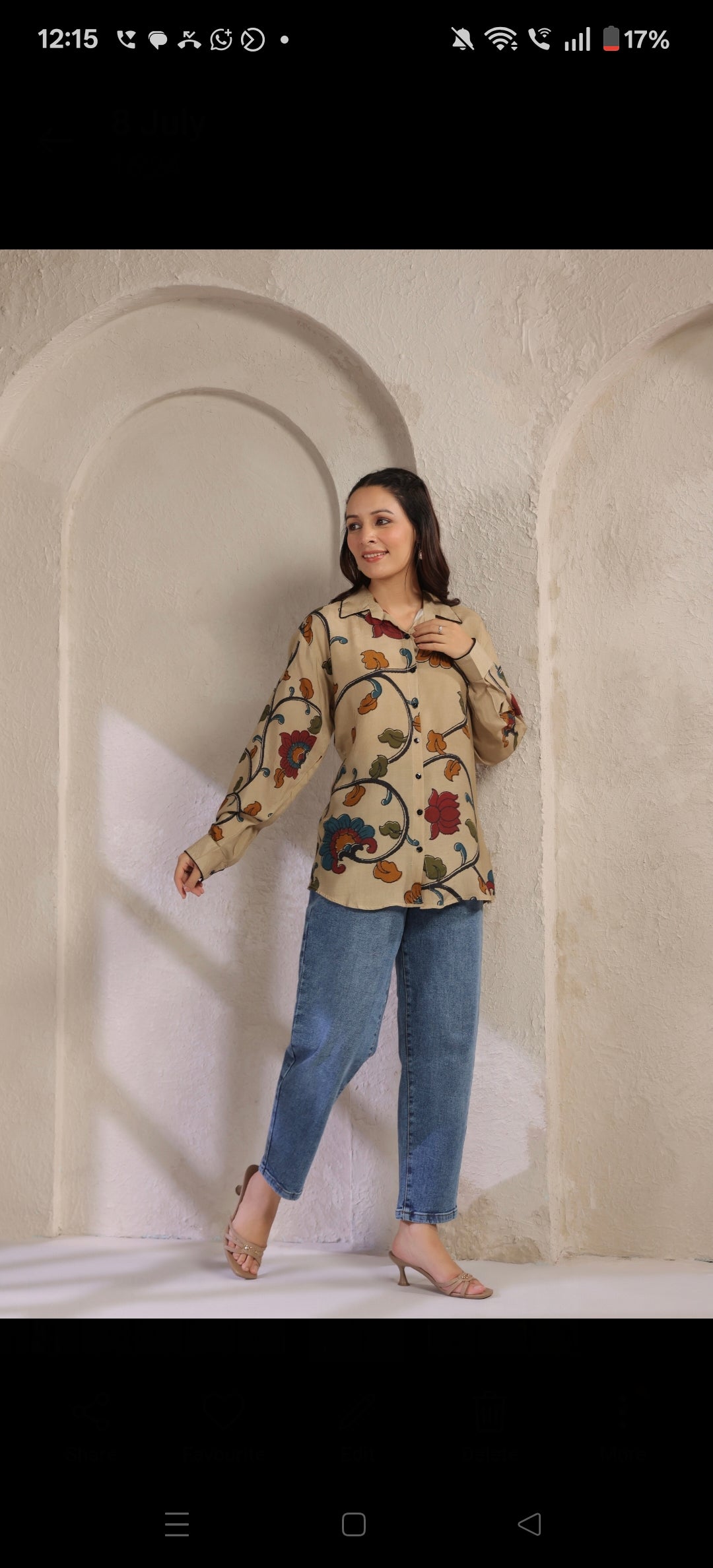 Ivory kalamkari shirt low high pattern (A961)