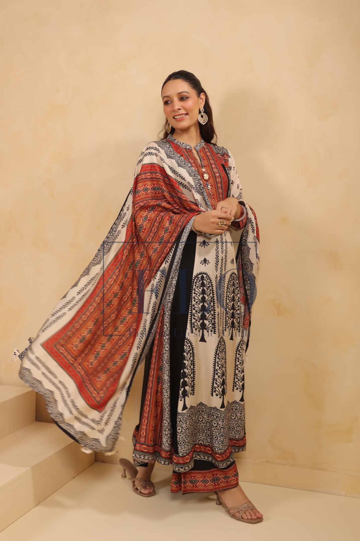 Pure Georgette with silk dupatta three piece set (A422)
