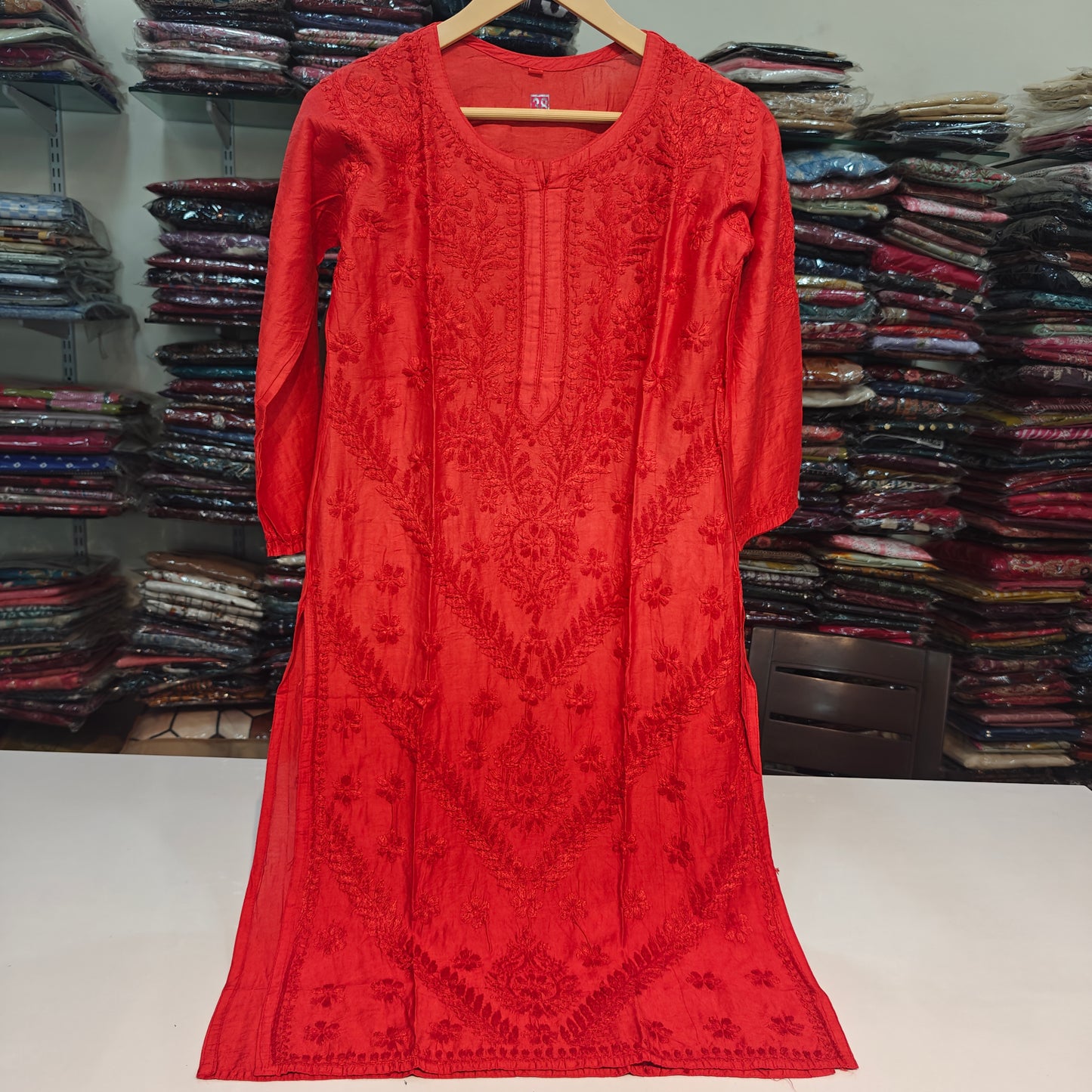 Orange omare pure chikankari only kurti (P2245)