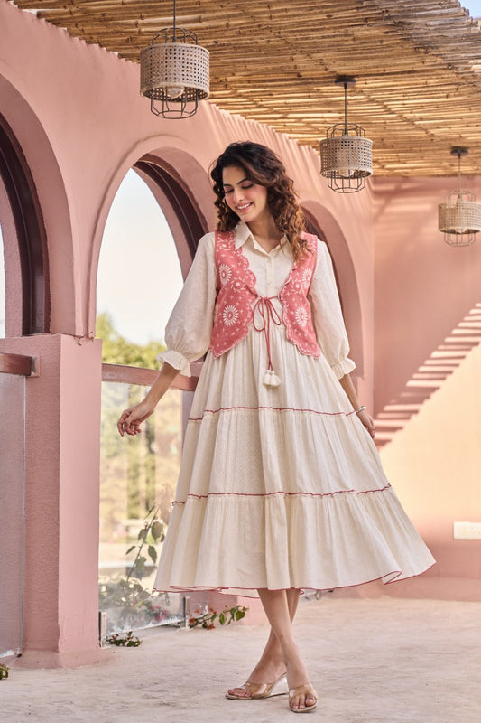 Dobi cotton with lining and paired with embroidered shrug...(B548)