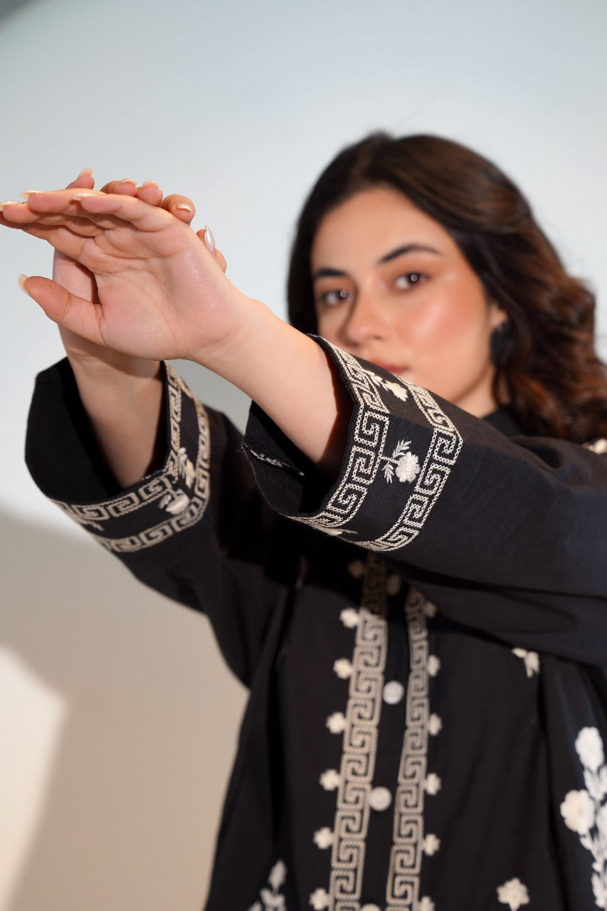 Black pure cotton fully thread work only shirt (P2044)