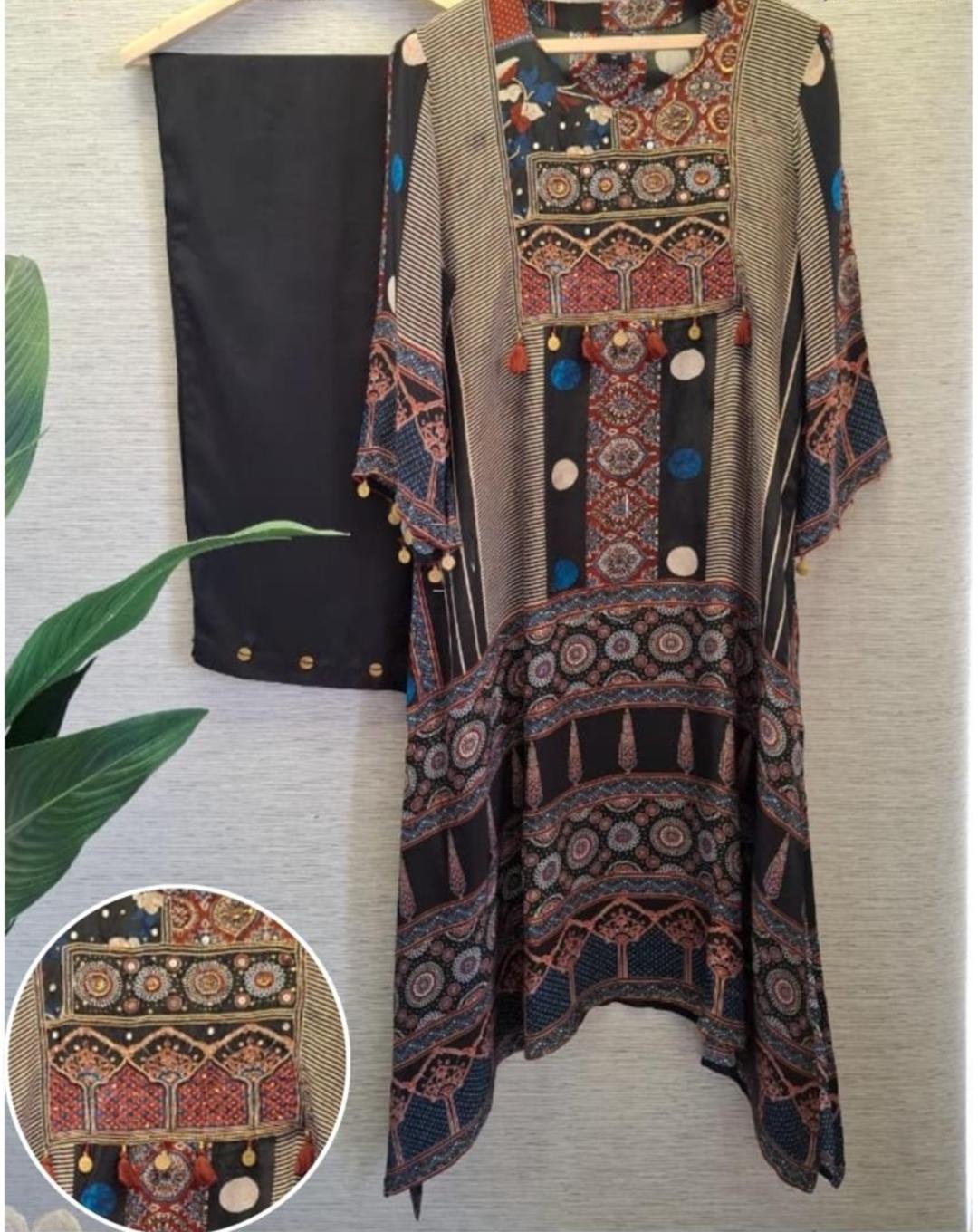 Pure crape ajrakh print two piece cordset (A1044)
