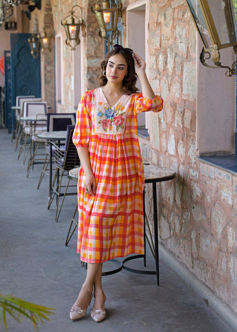 white christmas dresses Pink Geometric Floral Cotton Dress - Maxi Dresses
