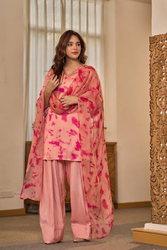 Pure gaji satin silk with farshi salwar three piece set (C237)
