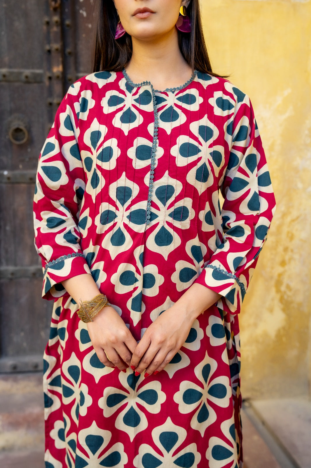 Smart pure cotton with pintex two piece cordset (P2065)