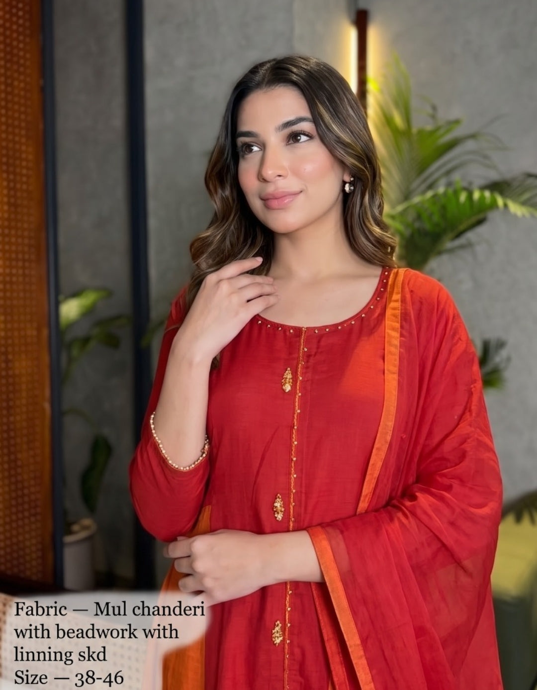 Pure banarsi mul chanderi three piece set (C752)