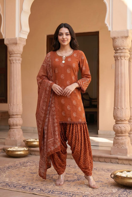 Pure cotton with farshi salwar three piece set (C204)