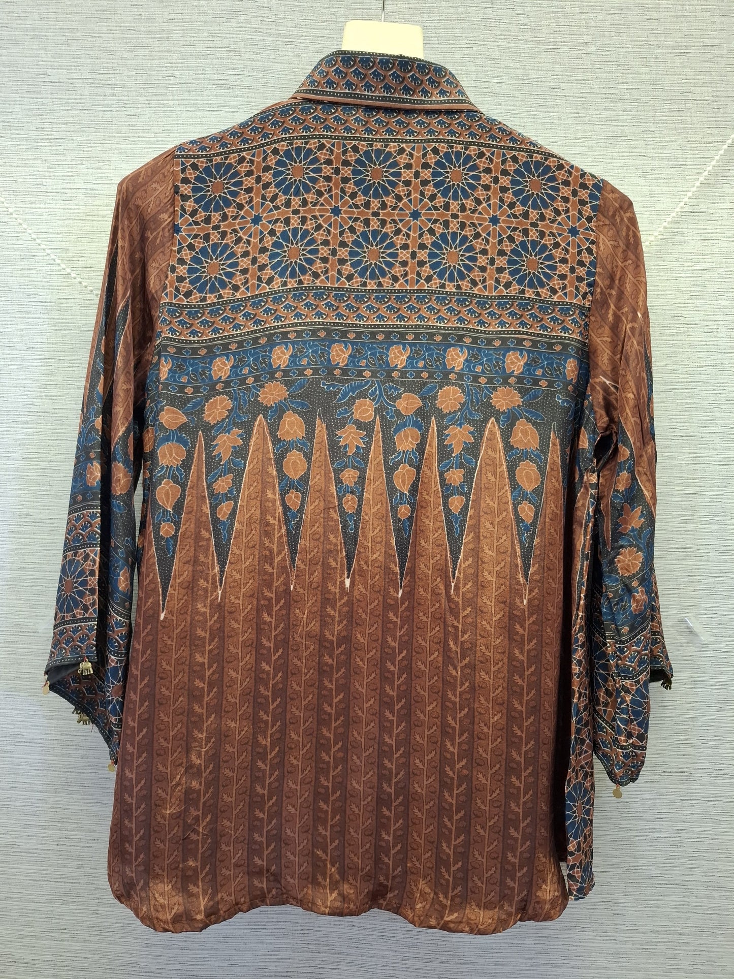 Pure crape Ajrakh print smart shirt (B993)