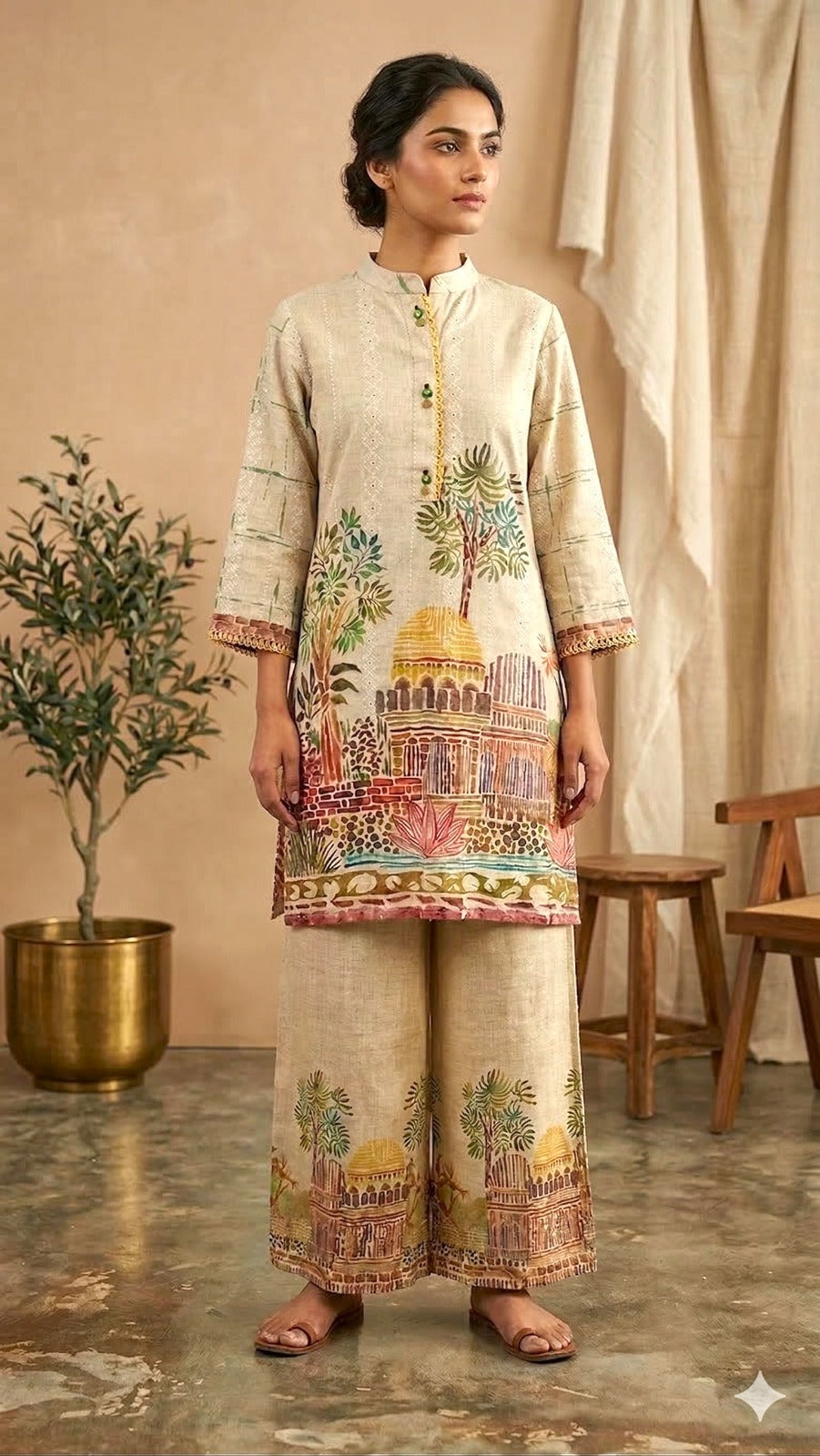 Shifali linen with a lining smart two piece cordset (B373)
