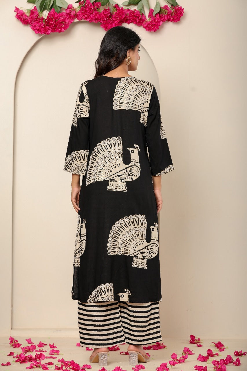 Black heavy cotton rayon two piece cordset (P1963)