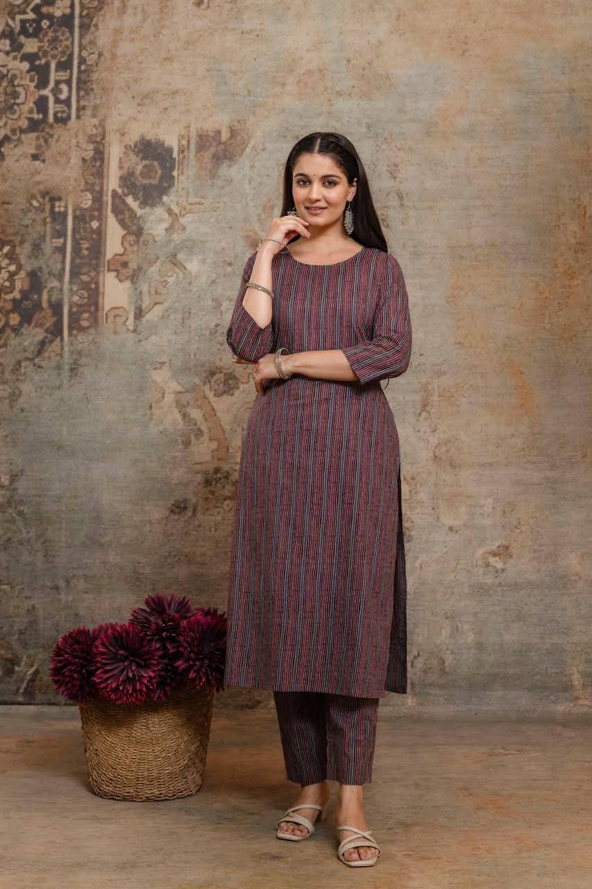 Pure cotton with a quilted jacket three piece set (A1351)