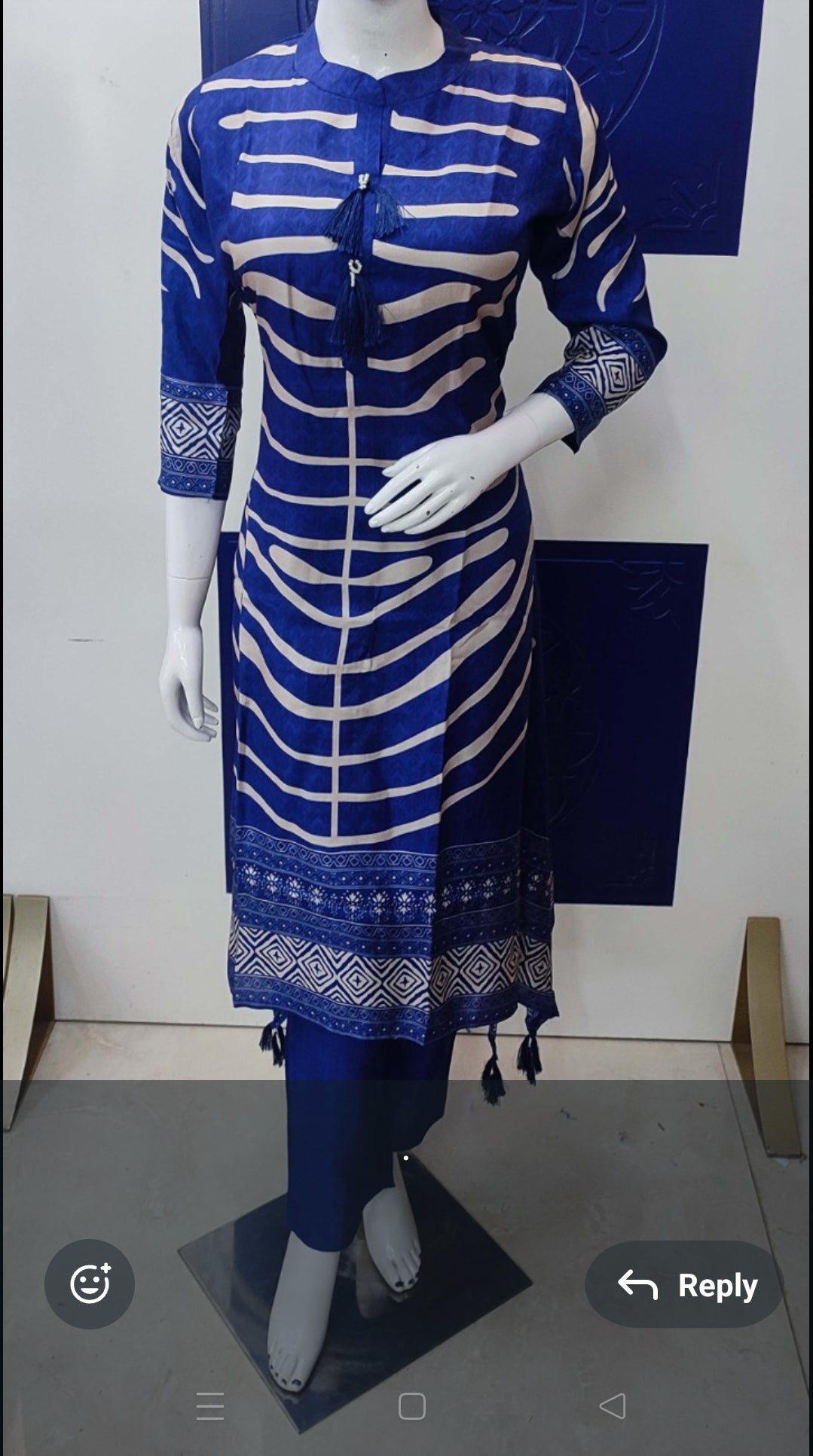 Royal blue russian silk two piece set (P1938)