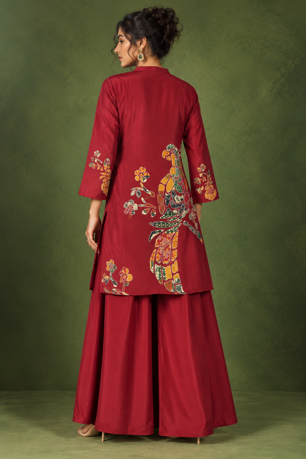 Pure crape with lining paired with wide leg plazo smart two piece cordset (S387)