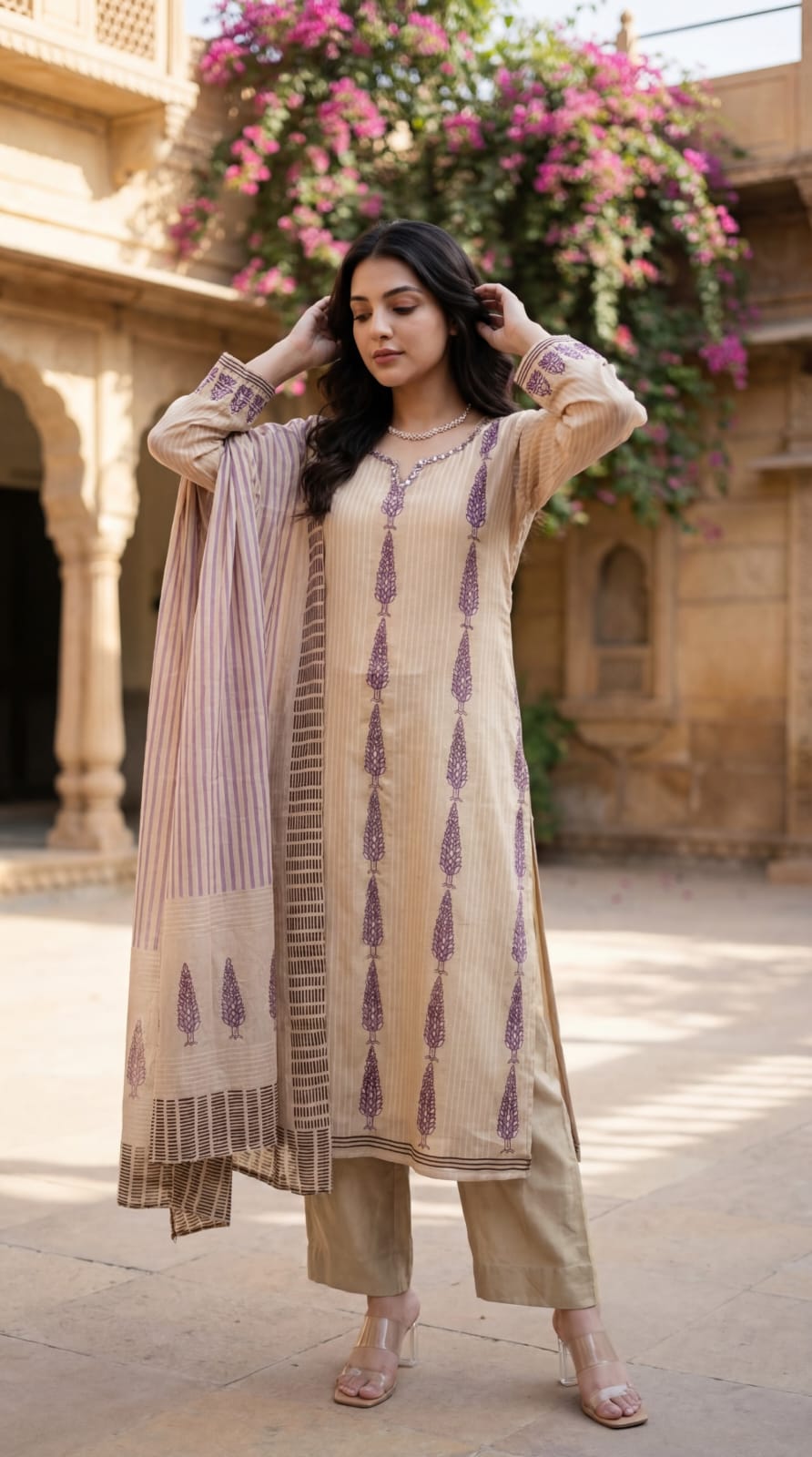 Soft organza with mul lining designer three piece set (A1976)