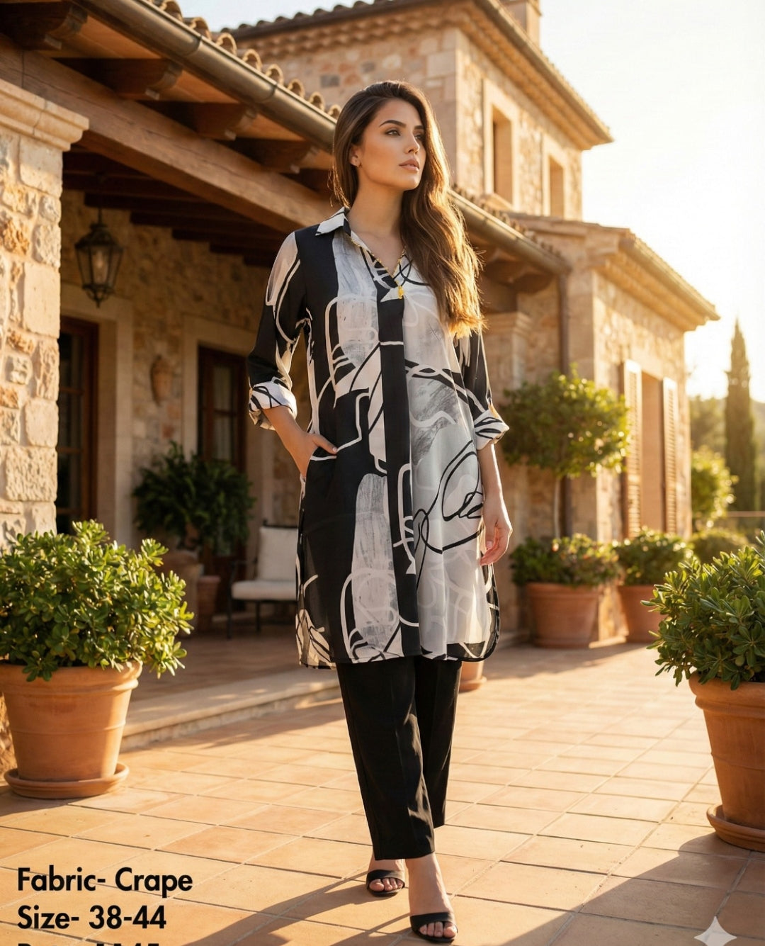 Pure crape smart two piece cordset (A1887)