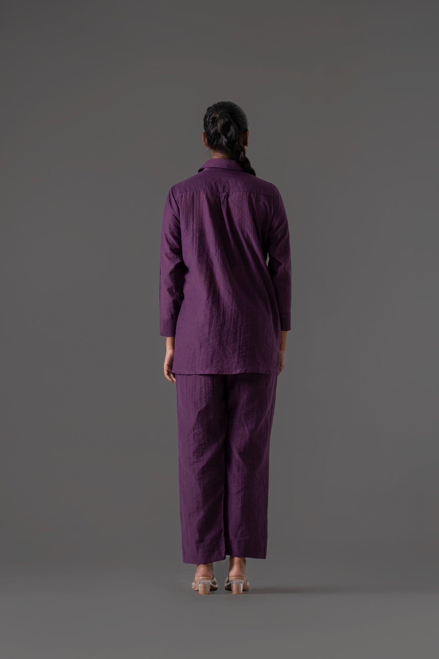 Purple mul chanderi fully thread work two piece cordset (A457)