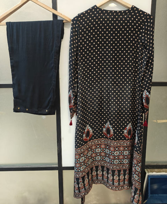 Natural crape Ajrakh print smart two piece cordset (S286)