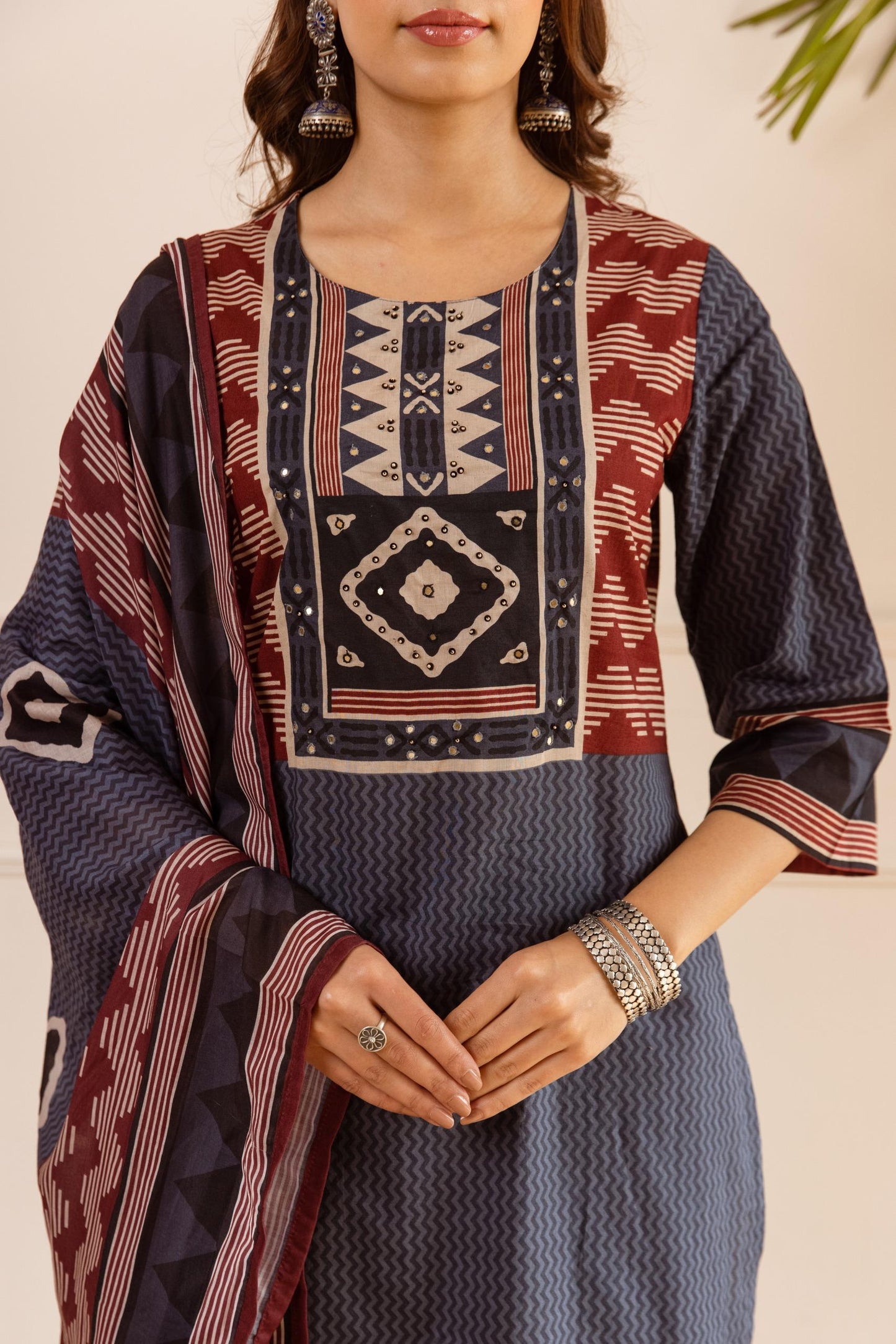 Pure cotton ajrakh print must buy a three piece set (B432)