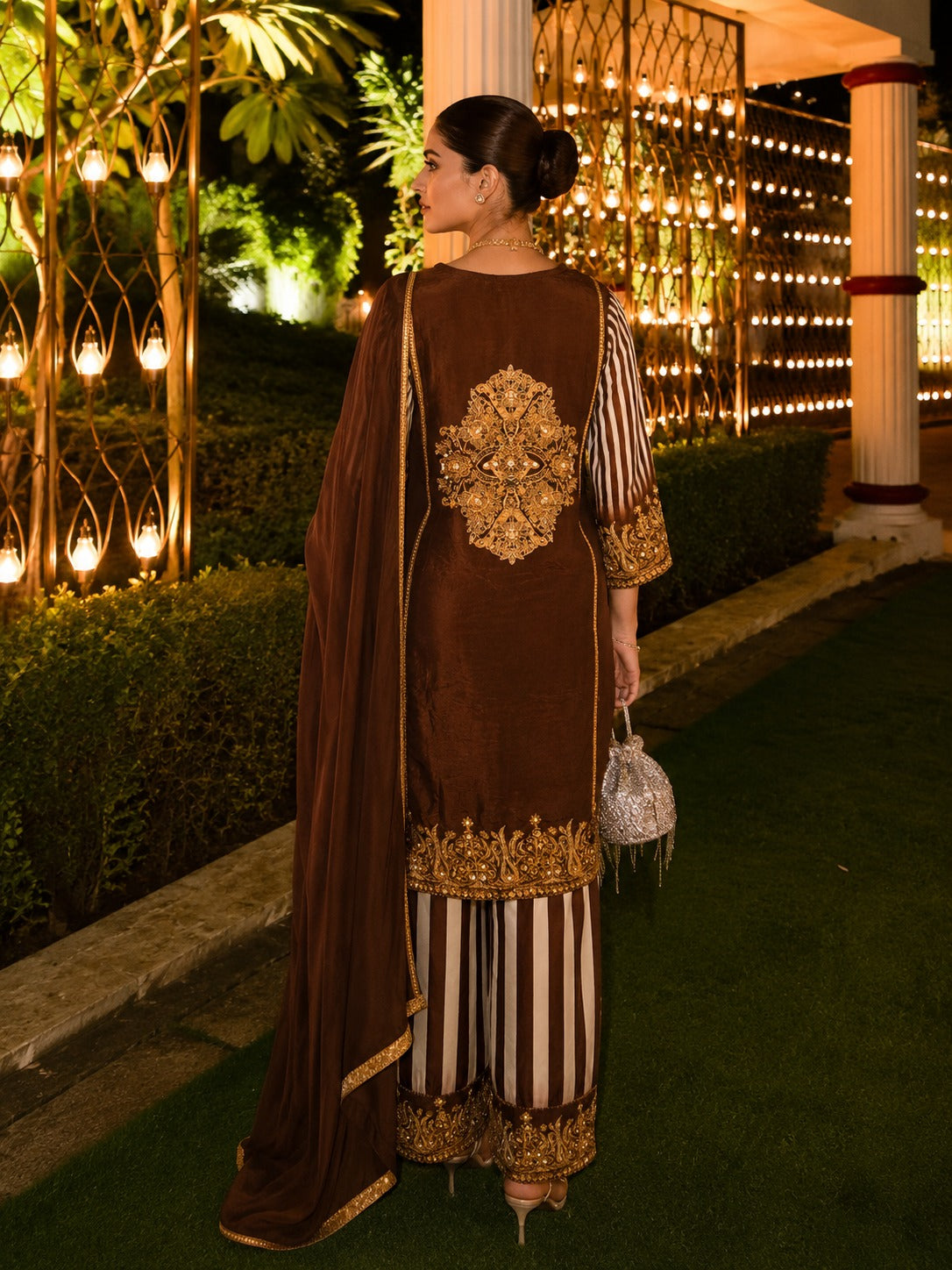 Pure crape with lining smart three piece set (C151)
