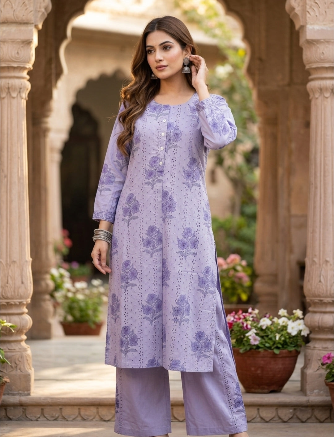 Cotton shifali with lining smart two piece cordset (B976)
