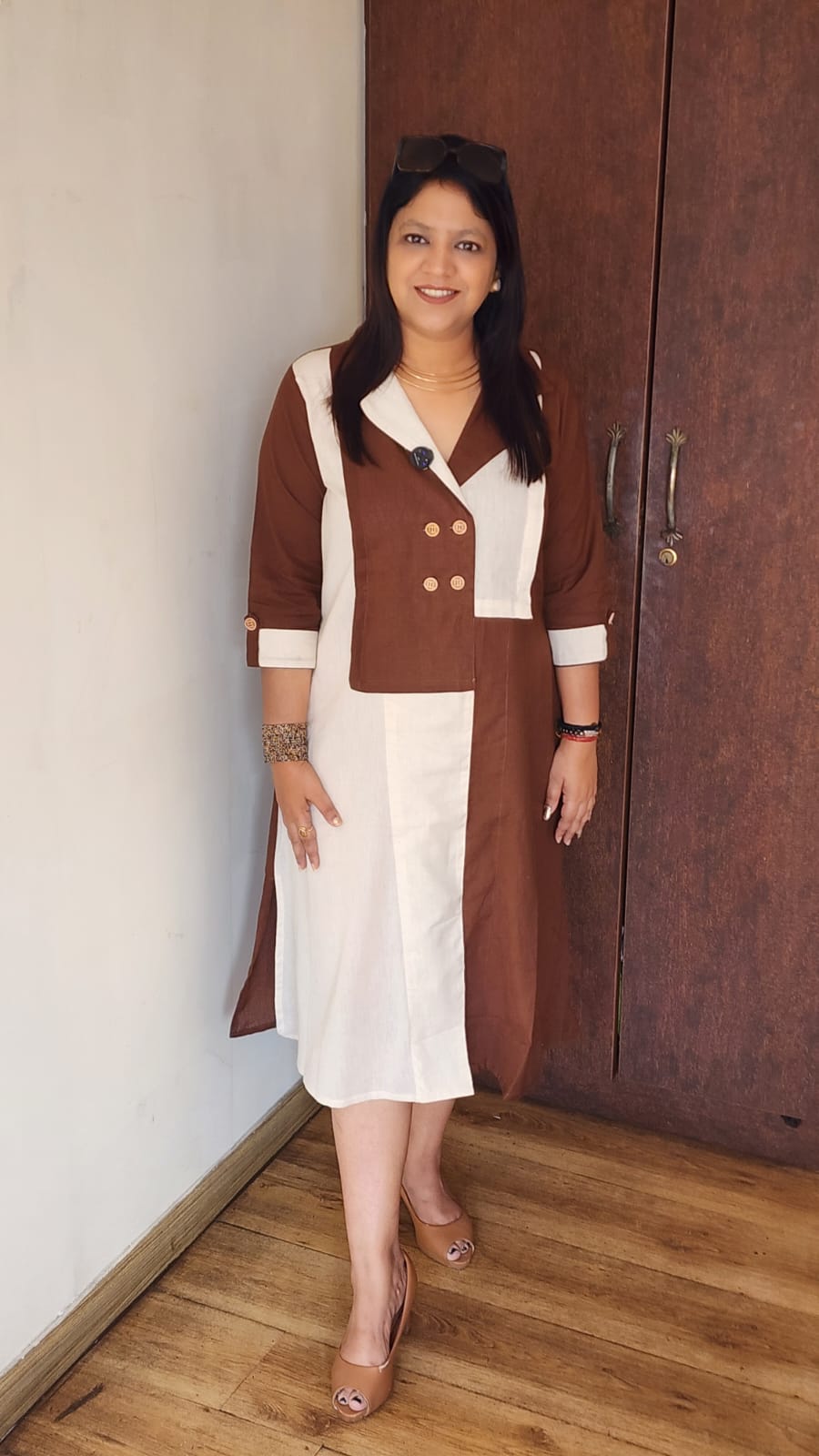 Handloom cotton smart one piece dress (A1832)