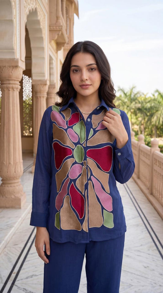 Pure cotton with thread work smart two piece cordset (B748)