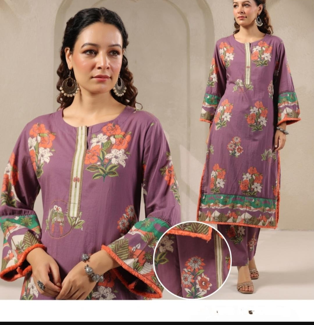 Purple pure cotton two piece cordset (A718)