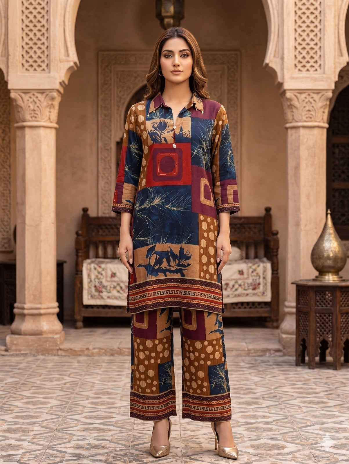 Cotton modal smart two piece cordset (C215)