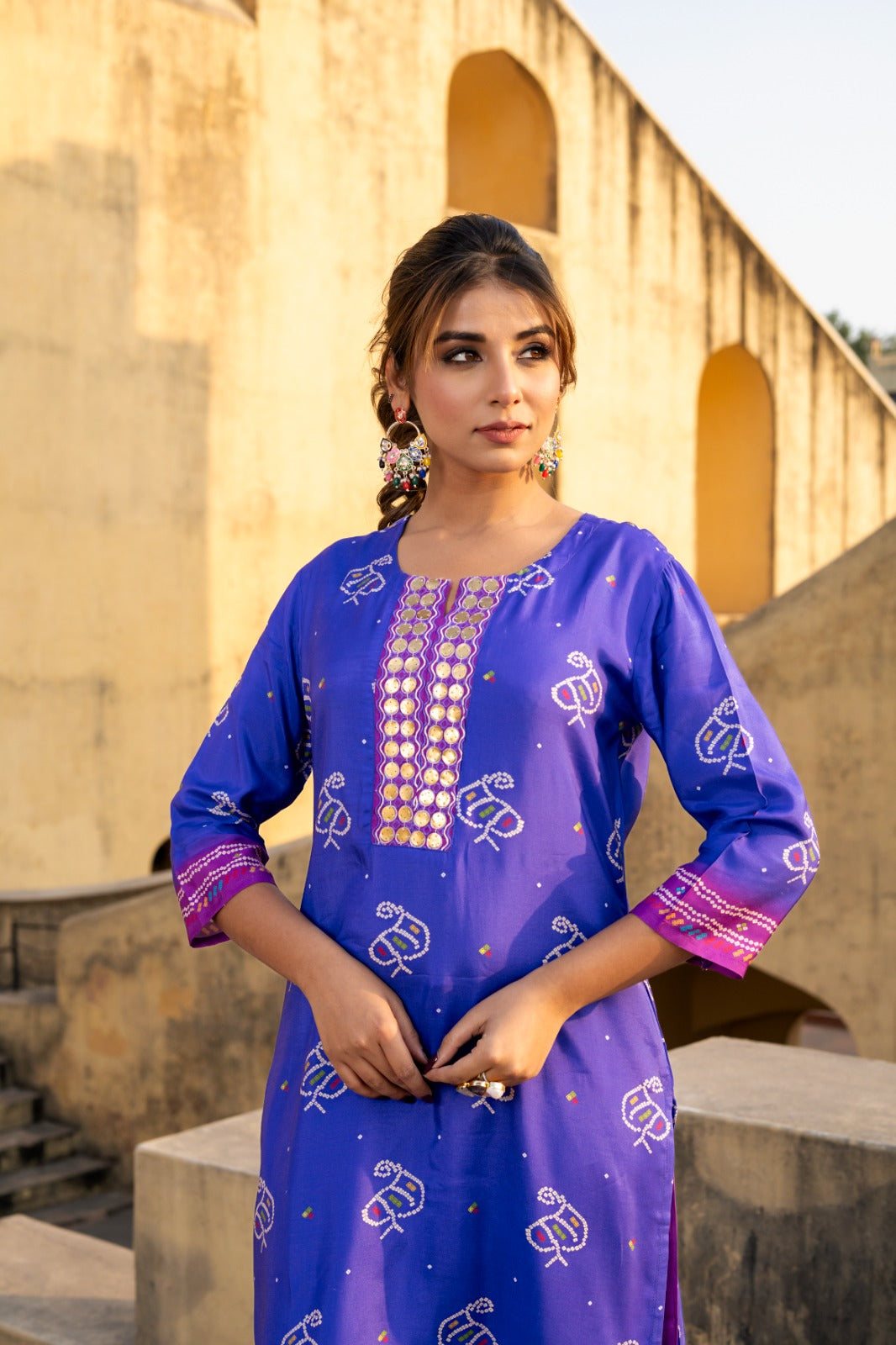 Purple 💜 bandani print pure mul silk two piece cordset (A266)