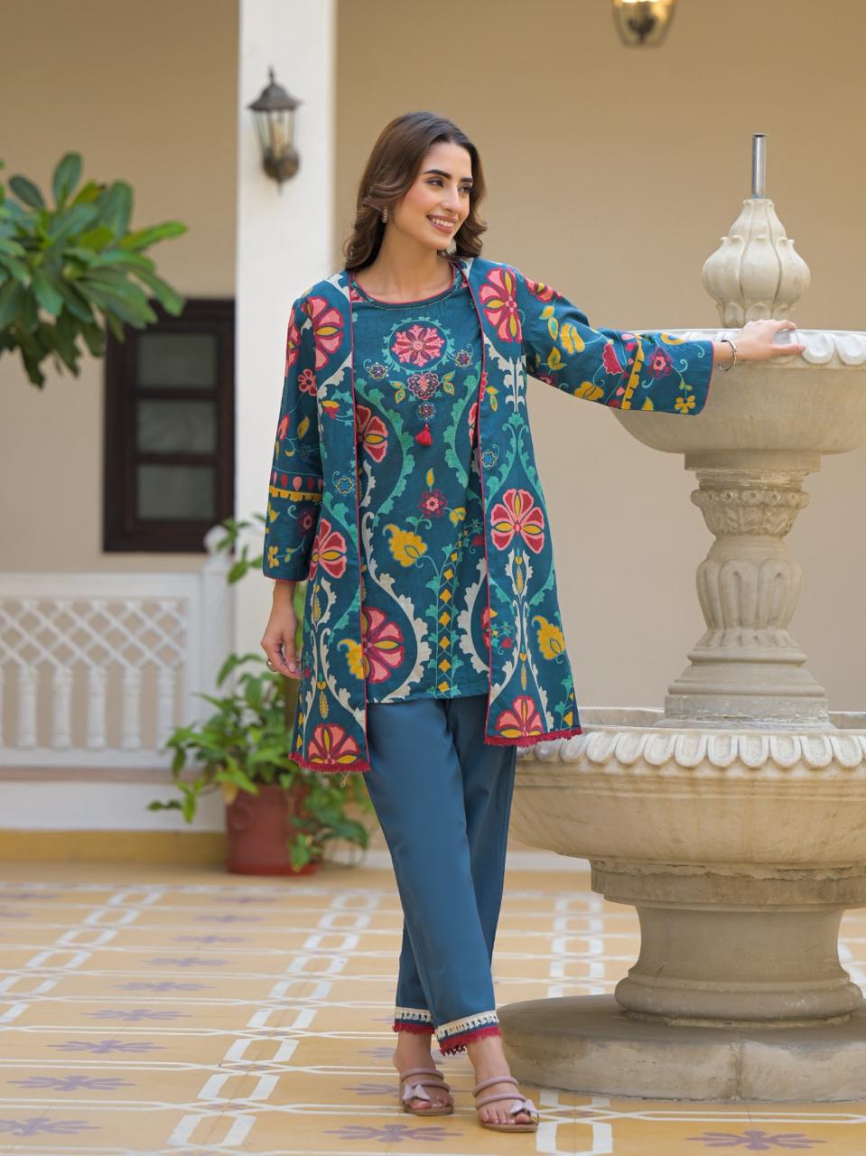 Stylish three piece cotton cordset (A1273)