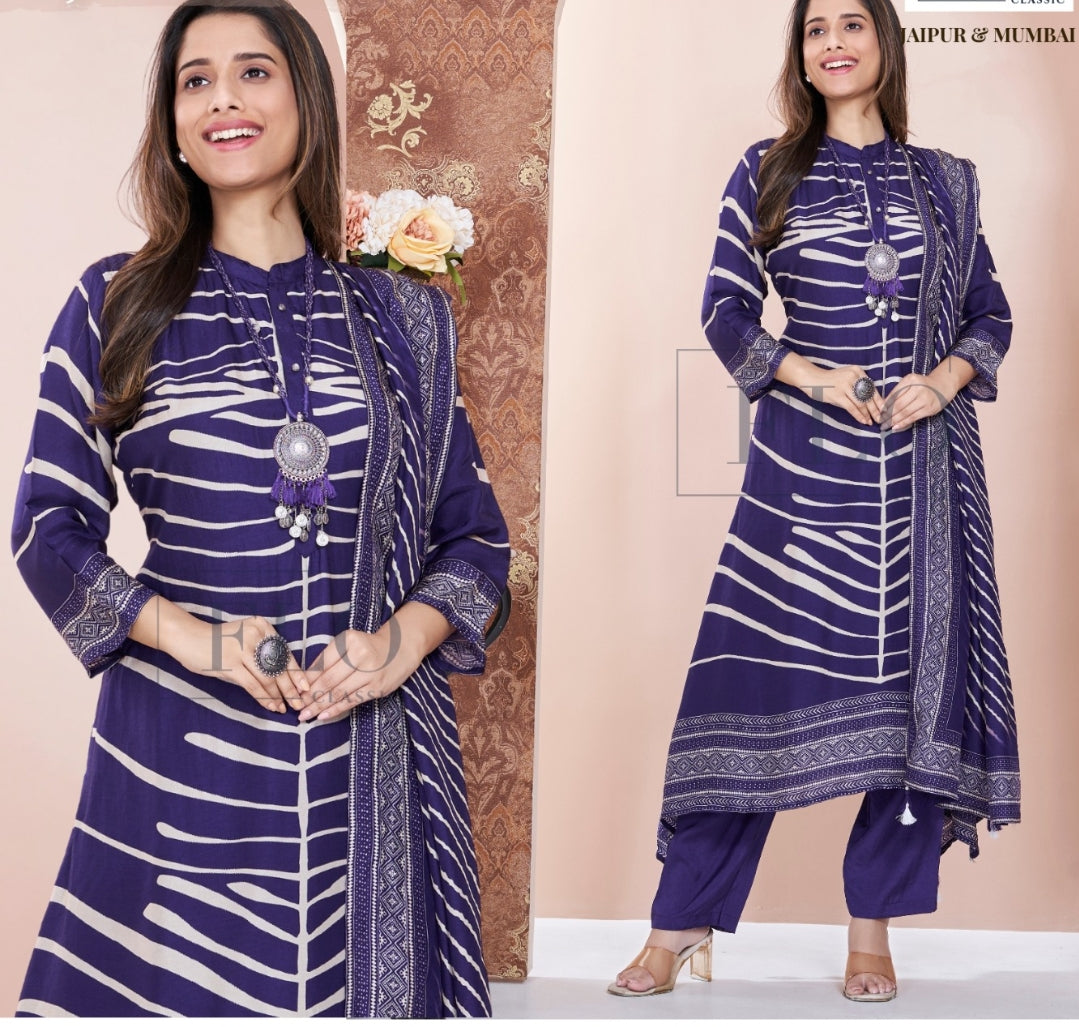 Purple russian silk three piece set (A383)