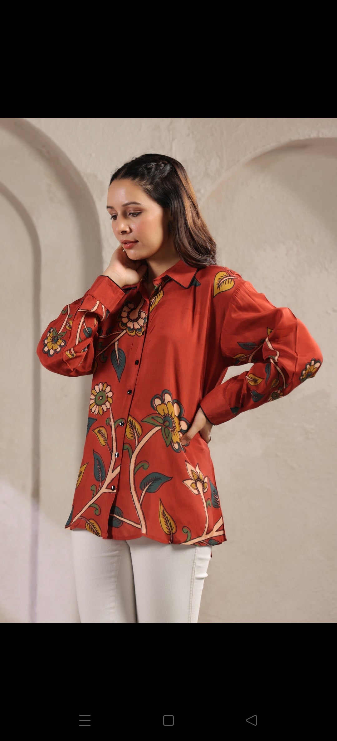 kalamkari shirt low high pattern (A959)