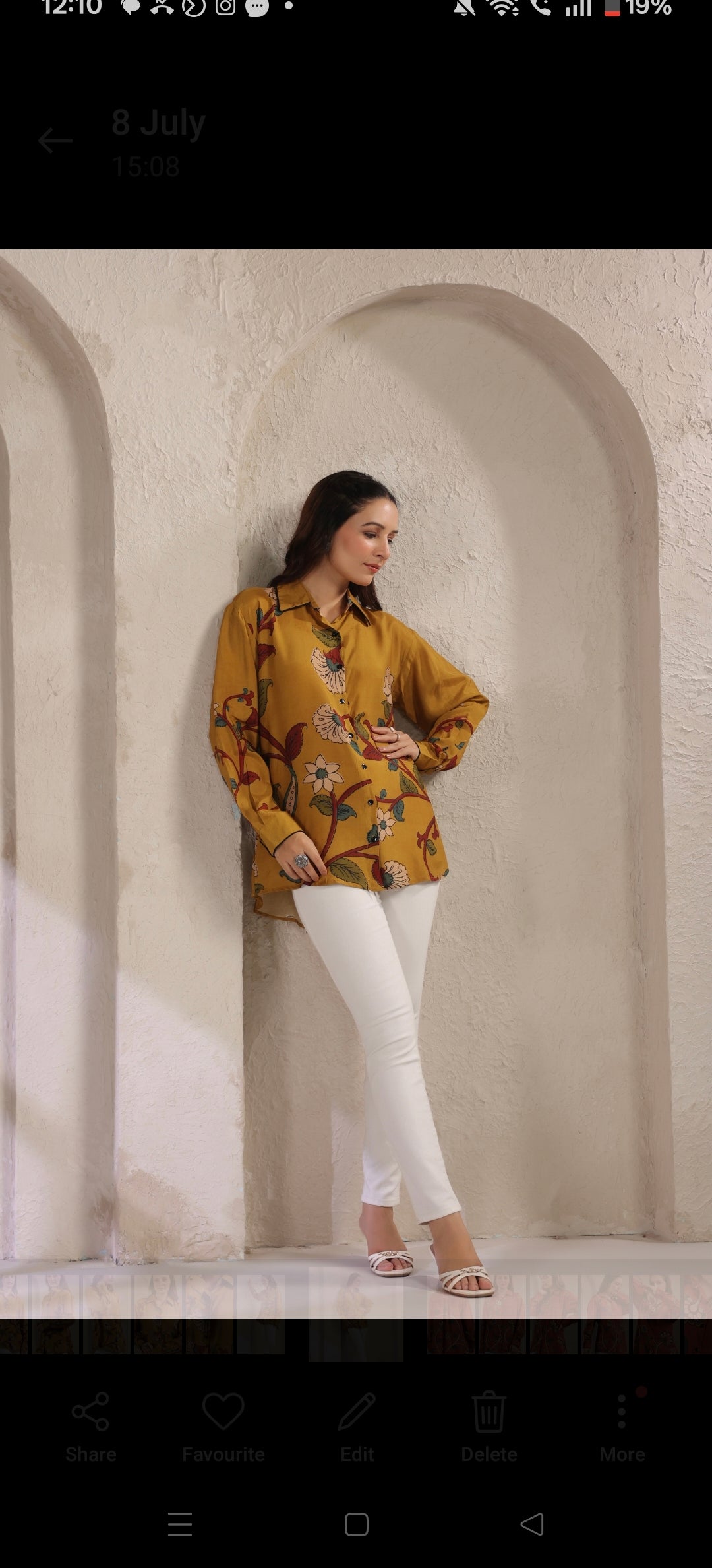 Mustred kalamkari shirt low high pattern (A960)