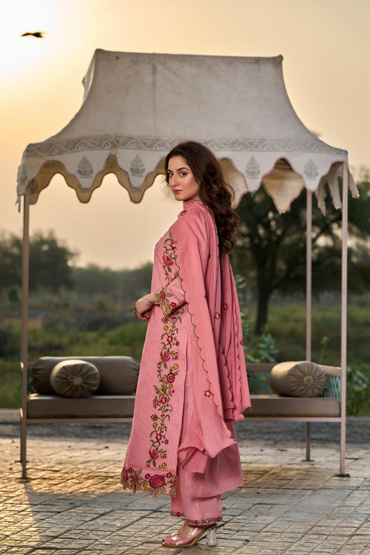 Cotton shifali with full thread work three piece set (B917)