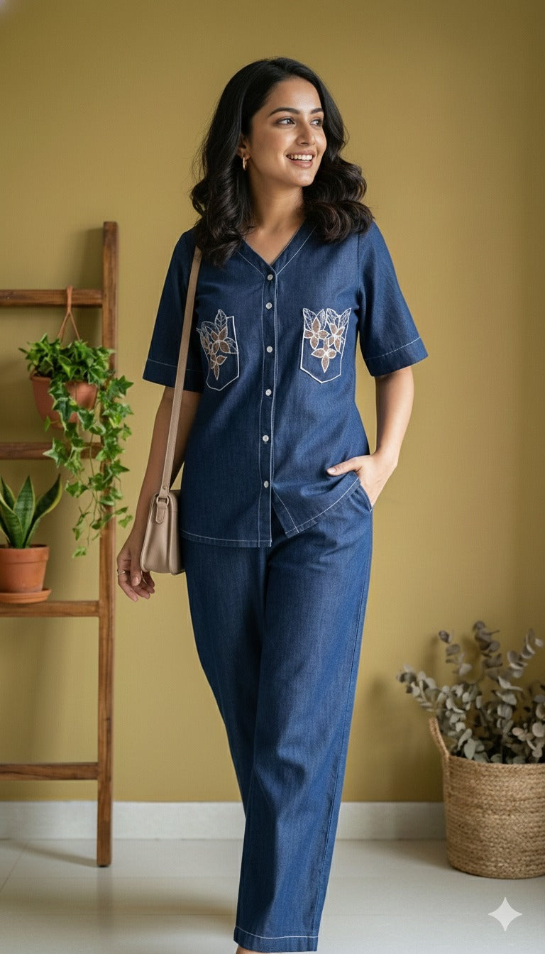 Denim smart two piece cordset (B487)