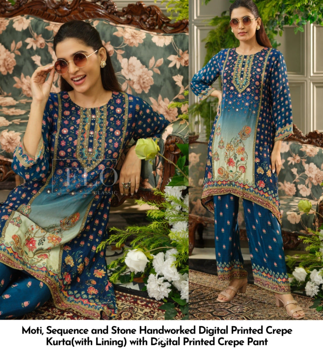 Pure crape with lining designer two piece cordset (A1004)