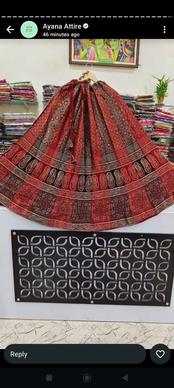 Pure gaji silk skirt free size upto 46 size (B260)