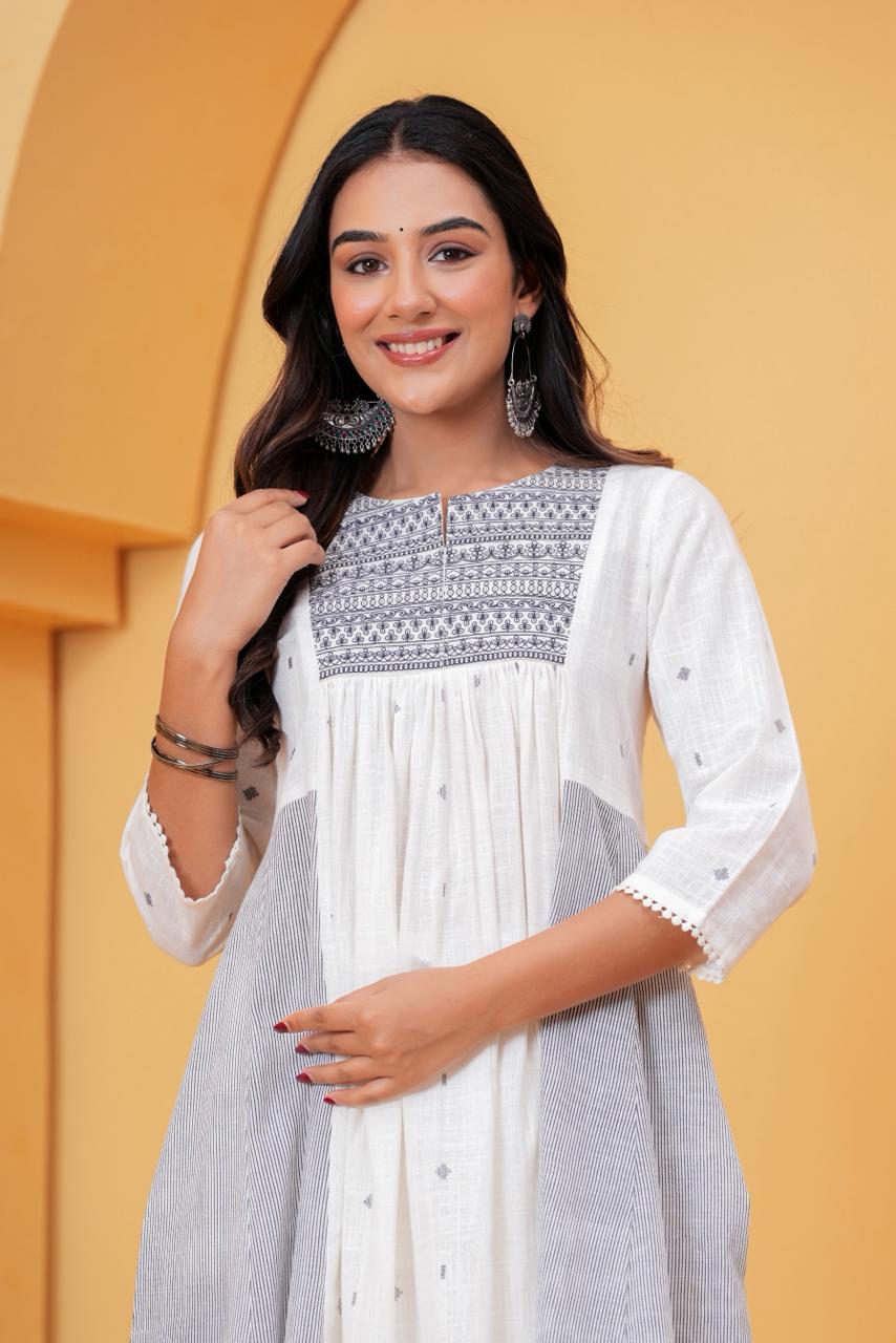 Cotton linen A line smart two piece cordset (B391)