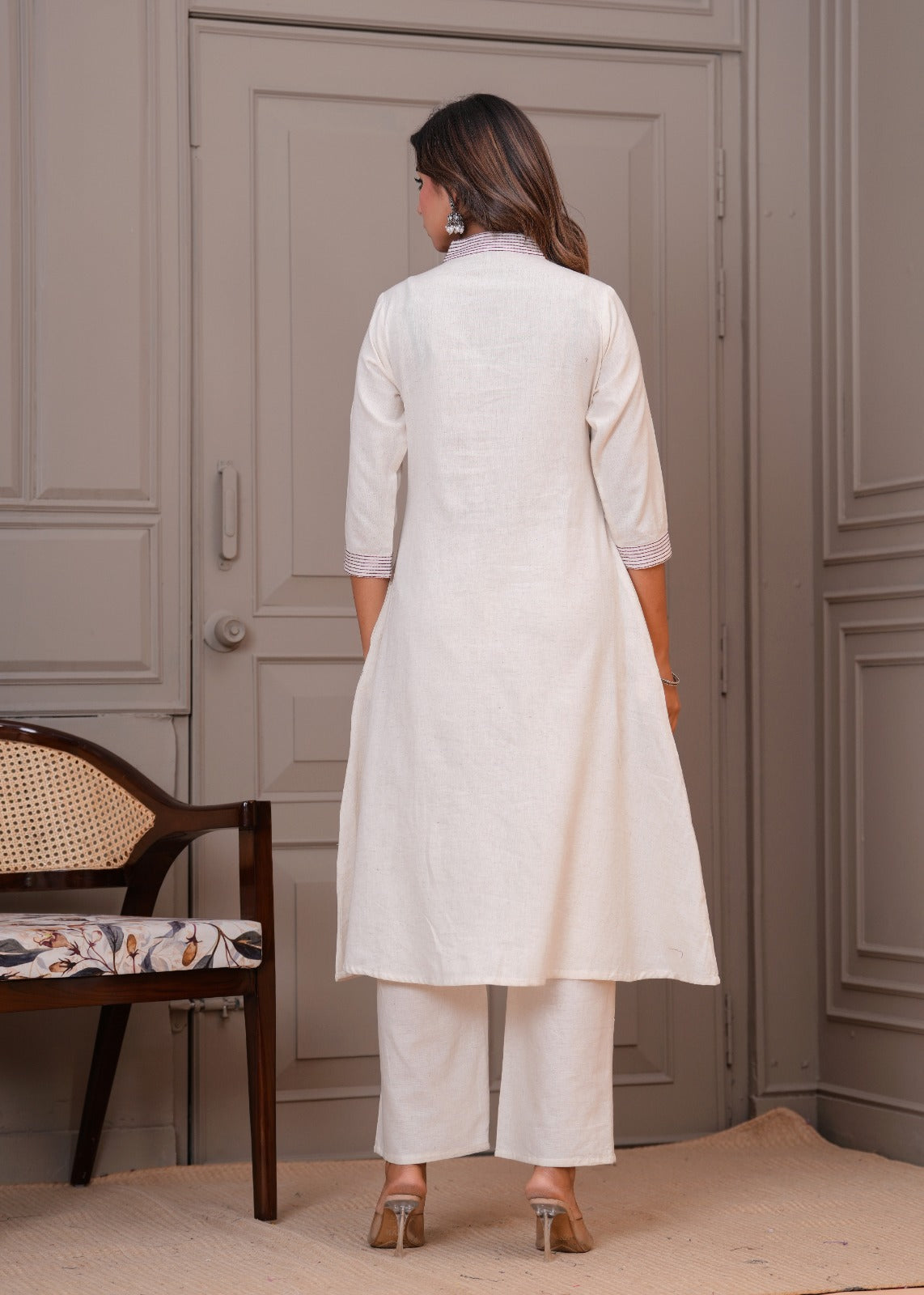 Off white with applique work two piece cordset (P2082)