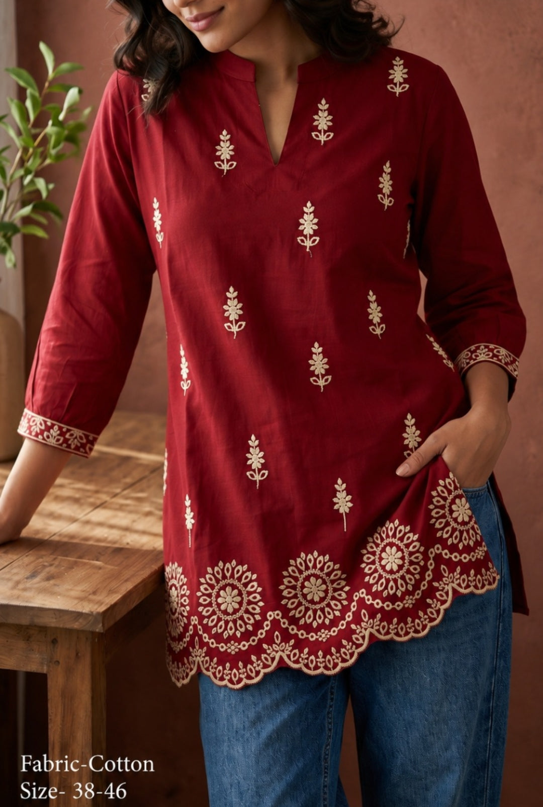 Pure cotton with shifali thread work only top (B951)