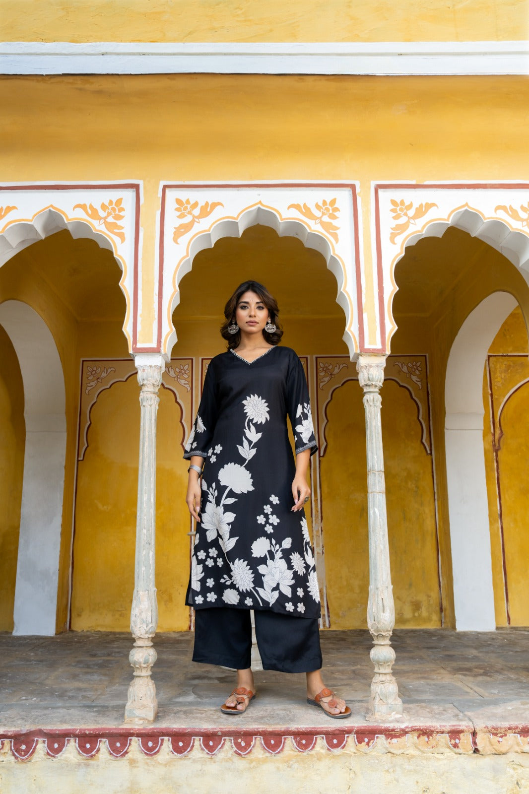 Black pure crape silk two piece cordset (A498)
