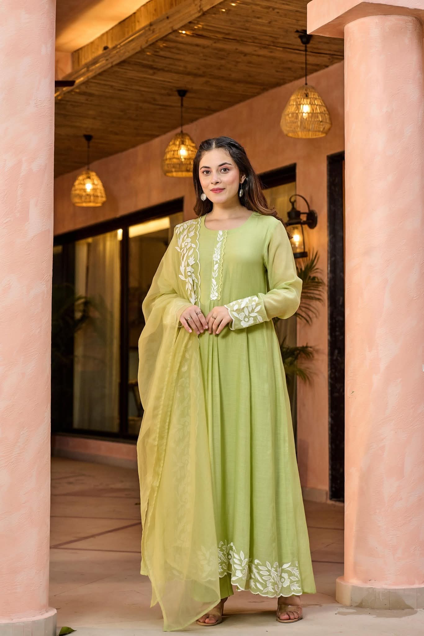Light green mul chanderi three piece set (A439)