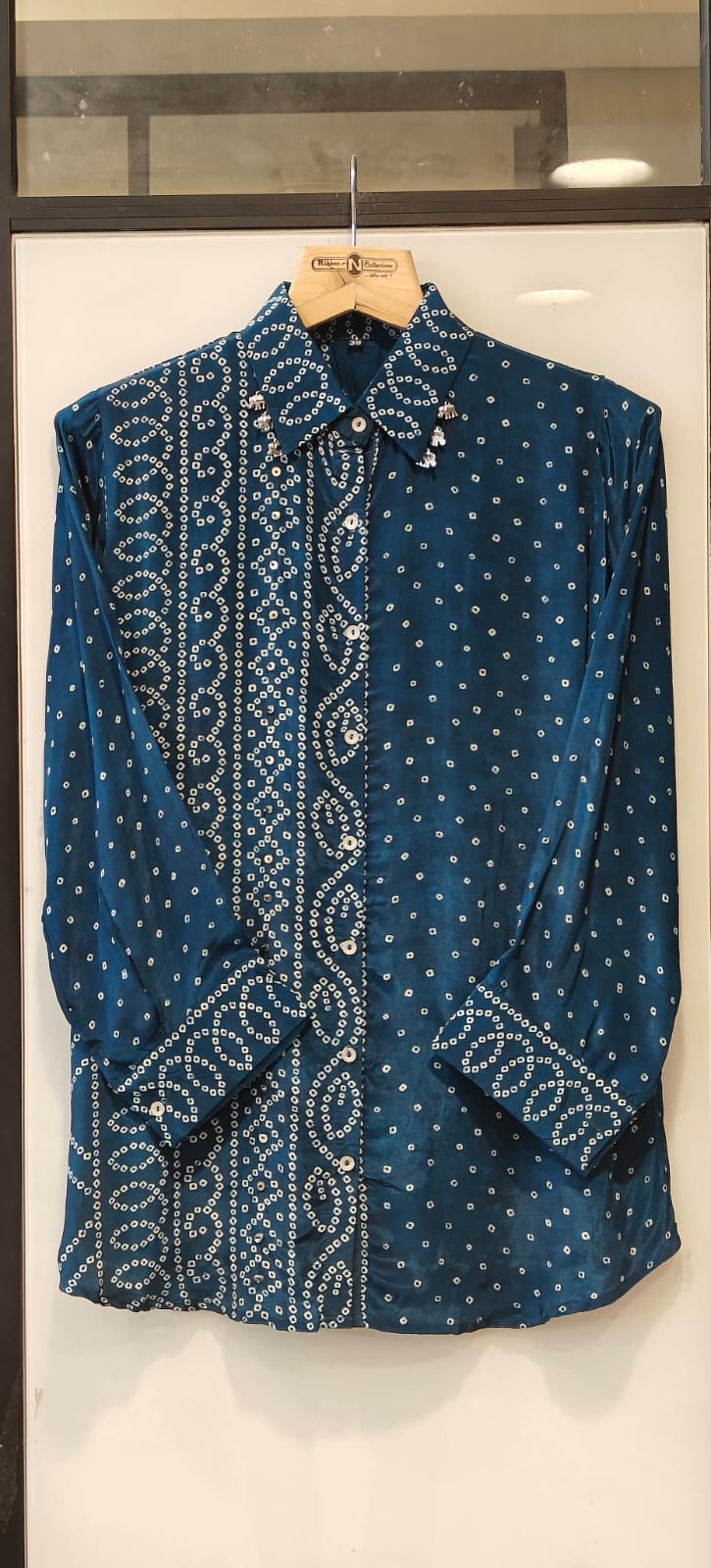 Pure crape bandani print shirt (B623) (loose fit upto 46)