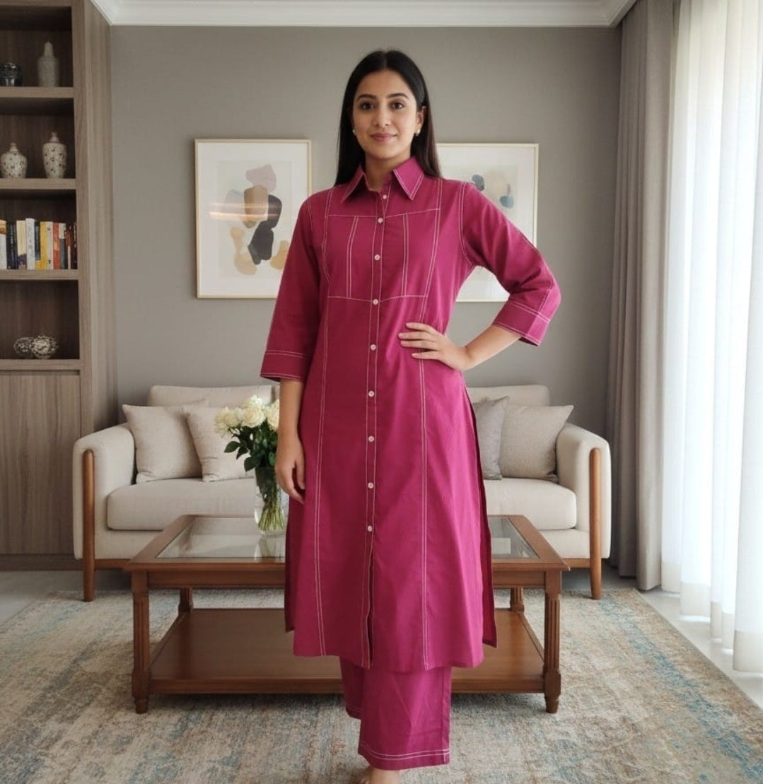 Denim looks like cotton linen smart two piece cordset (A1747)