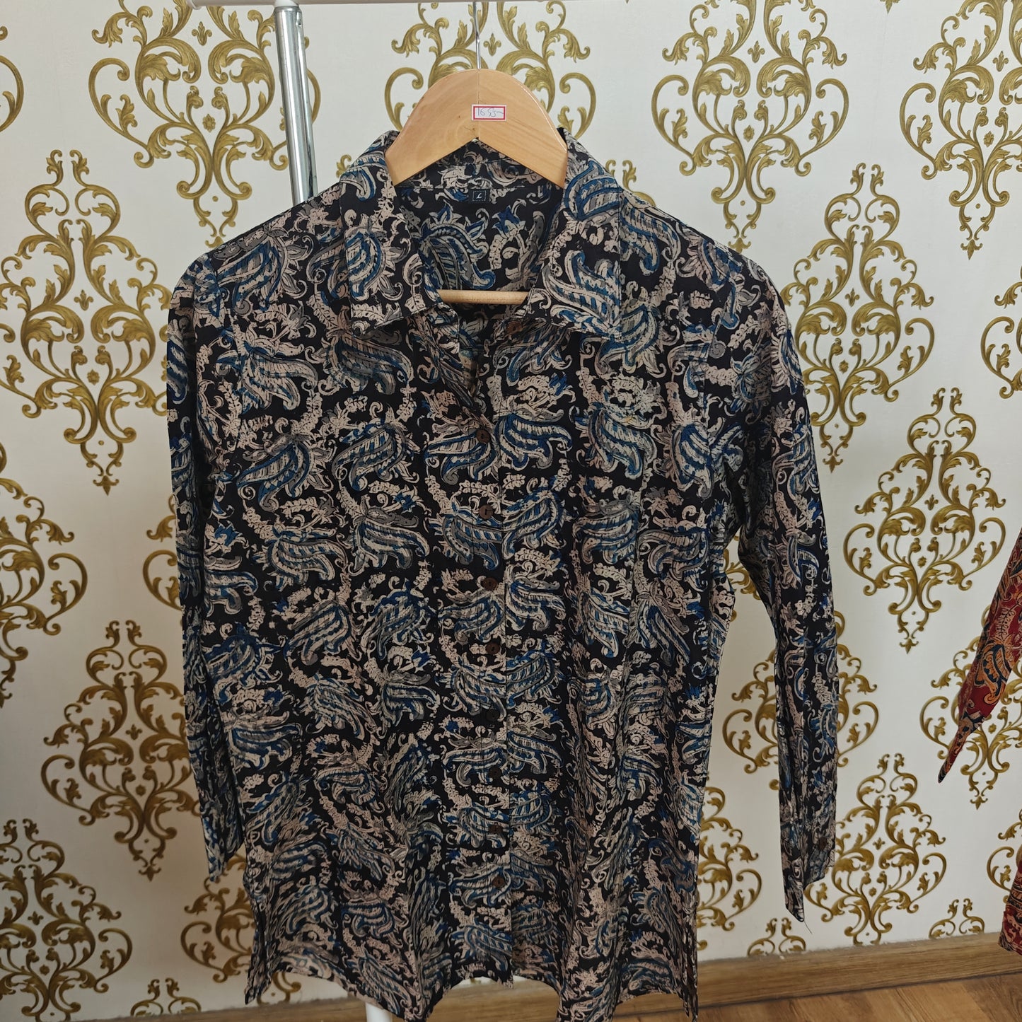 Black pure kalamkari cotton shirt (A432)